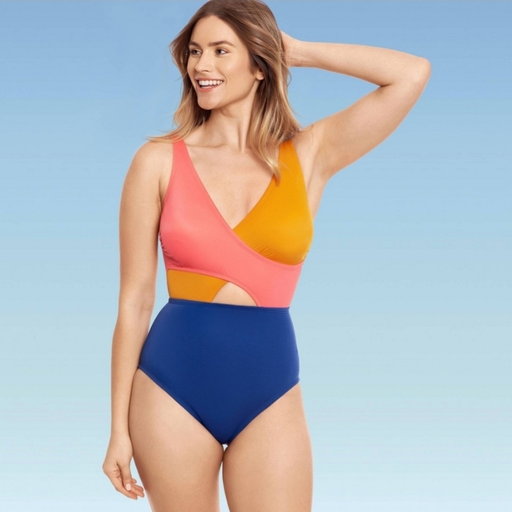 Beach Betty by Miracle Slimming Control Colorblock Wrap-Front One Piece Swimsuit